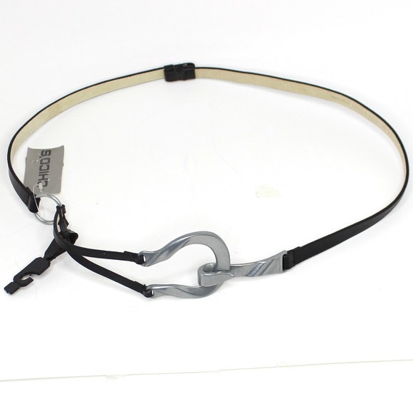 Chico's Accessories - Chico's Silver Black Leather Belt Horseshoe NWT
